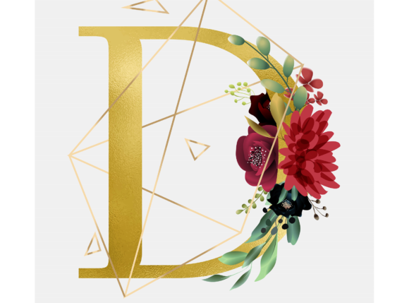 Alphabet D Floral Wreath Golden Foil: A Luxurious Graphic Template for Elegant Blog Design