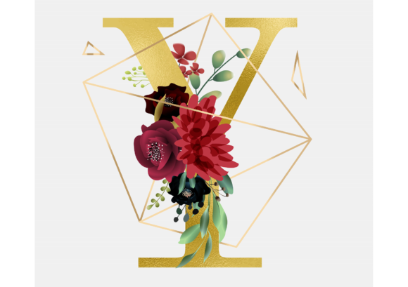 Alphabet Y Floral Wreath Golden Foil: A Versatile Graphic Template for Elegant Branding