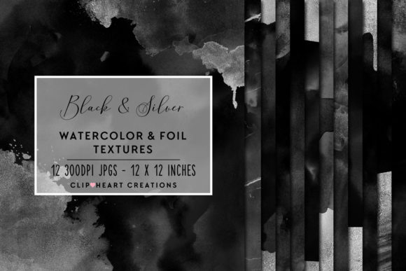 Black Silver Watercolor Foil Papers Backgrounds