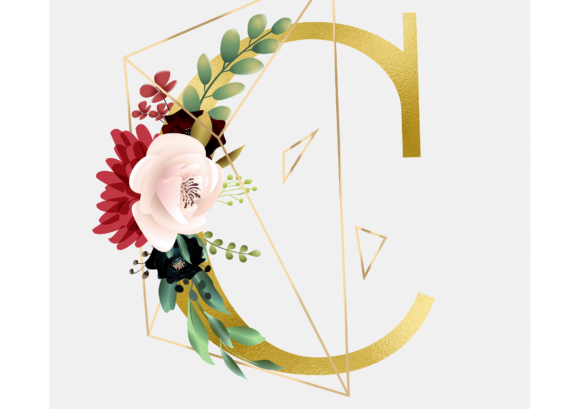 Elegant Branding with Alphabet C Floral Wreath Golden Foil in Graphic Templates
