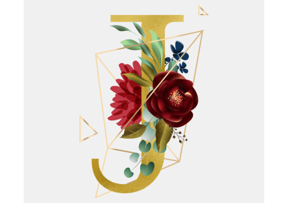 Elegant Branding with Alphabet J Floral Wreath Golden Foil in Graphic Templates