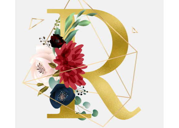 Elegant Branding with Alphabet R Floral Wreath Golden Foil Templates