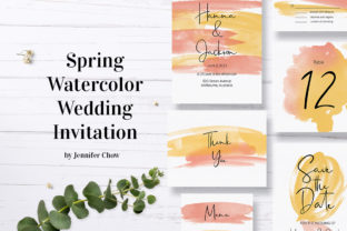 Elegant Spring Watercolor Wedding Stationery for Local Brand Packaging & Print Templates