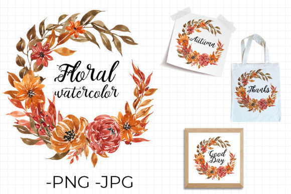 Floral Wreath Autumn Falls Watercolor 3: A Crafts-Inspired Design for Seasonal Content