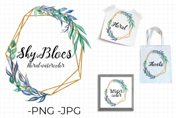 Frame Sky Blues Watercolor Floral: A Crafts-Inspired Design Asset for Bloggers and Publishers