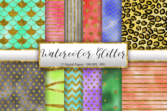 h1Watercolor Glitter Digital Papers for Creative Sellersh1