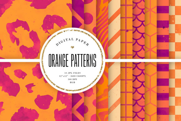 Orange Watercolor Geometric Backgrounds: Patterns Review