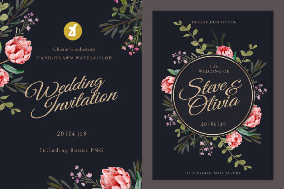 Protea Poppy Wedding Invitation Graphic for Print Templates & Craft Design