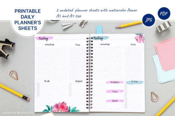 Undated Daily Planner Sheets. Printable