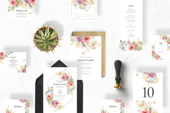 Watercolor Flowers Wedding Suite: A Print Templates Review for Etsy & Digital Sellers