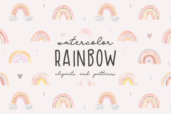 Watercolor Rainbow Cliparts for Crafts