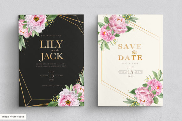 Wedding Card Set with Peonies Floral: A Print Templates Review for Brand Designers